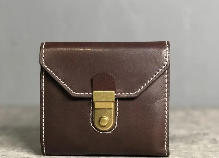 Handmade Leather Mens Cool billfold Leather Wallet Men Small Wallets Trifold for Men