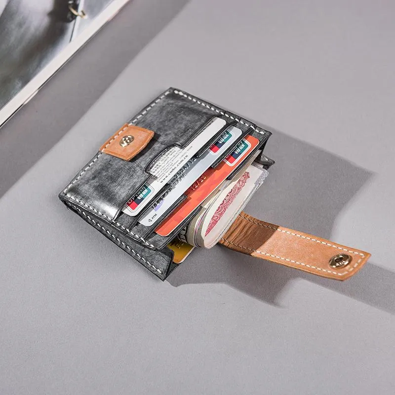 Handmade Leather Mens Cool billfold Wallet Card Holder Small Card Slim Wallets for Men