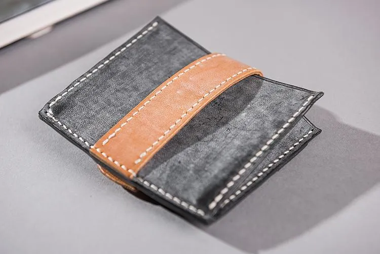 Handmade Leather Mens Cool billfold Wallet Card Holder Small Card Slim Wallets for Men