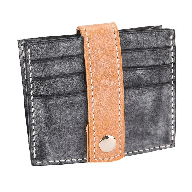 Handmade Leather Mens Cool billfold Wallet Card Holder Small Card Slim Wallets for Men