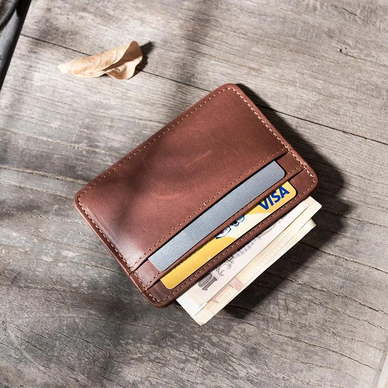 Handmade Leather Mens Cool billfold Wallet Card Holder Small Card Slim Wallets for Men