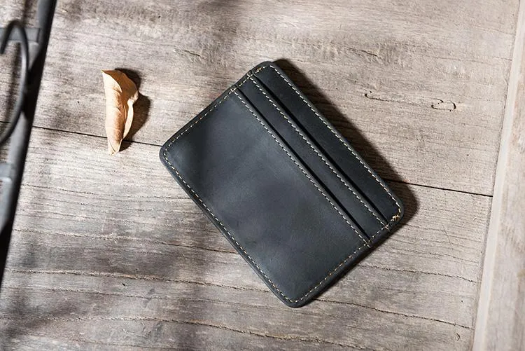 Handmade Leather Mens Cool billfold Wallet Card Holder Small Card Slim Wallets for Men