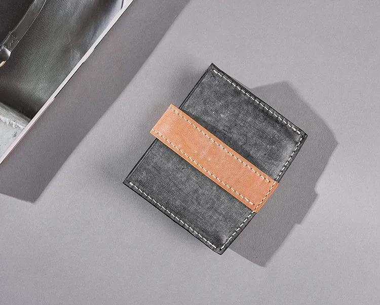 Handmade Leather Mens Cool billfold Wallet Card Holder Small Card Slim Wallets for Men