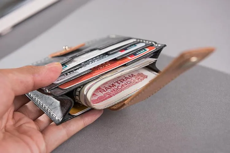 Handmade Leather Mens Cool billfold Wallet Card Holder Small Card Slim Wallets for Men