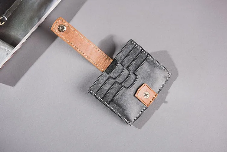 Handmade Leather Mens Cool billfold Wallet Card Holder Small Card Slim Wallets for Men