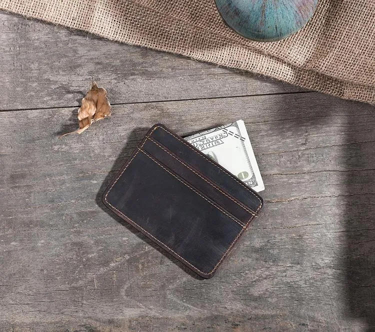 Handmade Leather Mens Cool billfold Wallet Card Holder Small Card Slim Wallets for Men