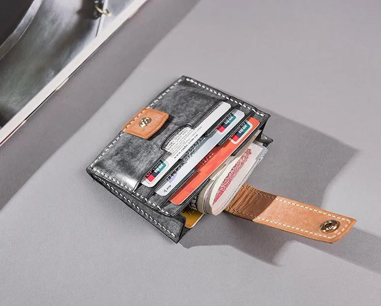 Handmade Leather Mens Cool billfold Wallet Card Holder Small Card Slim Wallets for Men