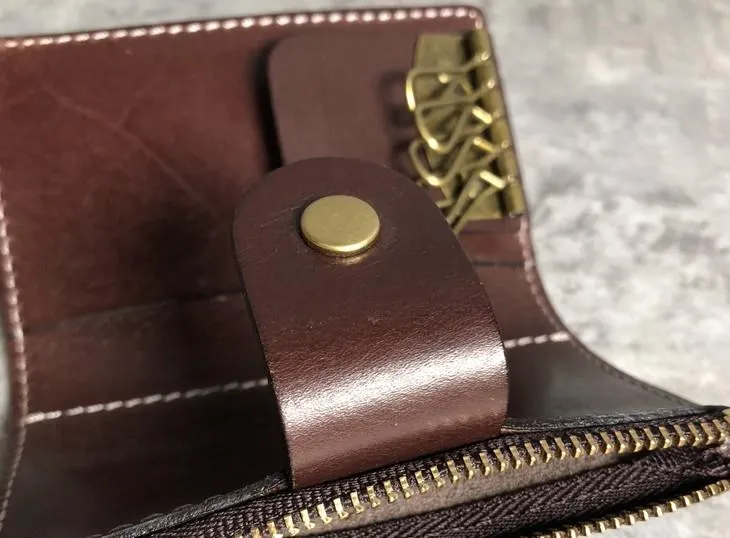 Handmade Leather Mens Cool Key Wallet Car Key Change Coin Card Holder Car Key Case for Men