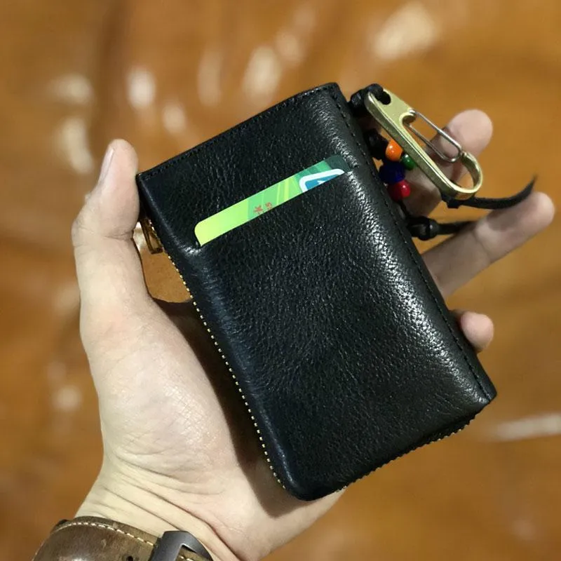 Handmade Leather Mens Cool Key Wallet Car Key Change Coin Card Holder Car Key Case for Men