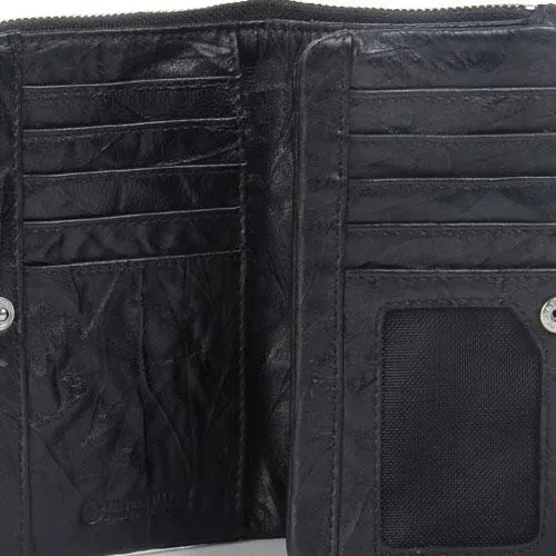 Handmade Leather Mens Cool Long Leather Wallet Trifold Clutch Wallet for Men