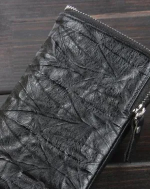 Handmade Leather Mens Cool Long Leather Wallet Trifold Clutch Wallet for Men