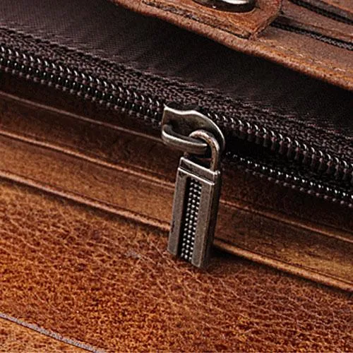 Handmade Leather Mens Cool Long Leather Wallet Trifold Clutch Wallet for Men