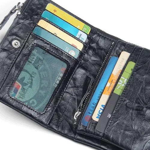 Handmade Leather Mens Cool Long Leather Wallet Trifold Clutch Wallet for Men