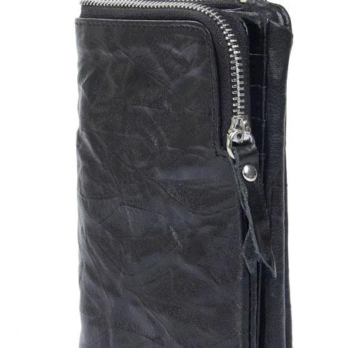 Handmade Leather Mens Cool Long Leather Wallet Trifold Clutch Wallet for Men