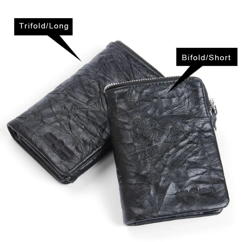 Handmade Leather Mens Cool Long Leather Wallet Trifold Clutch Wallet for Men