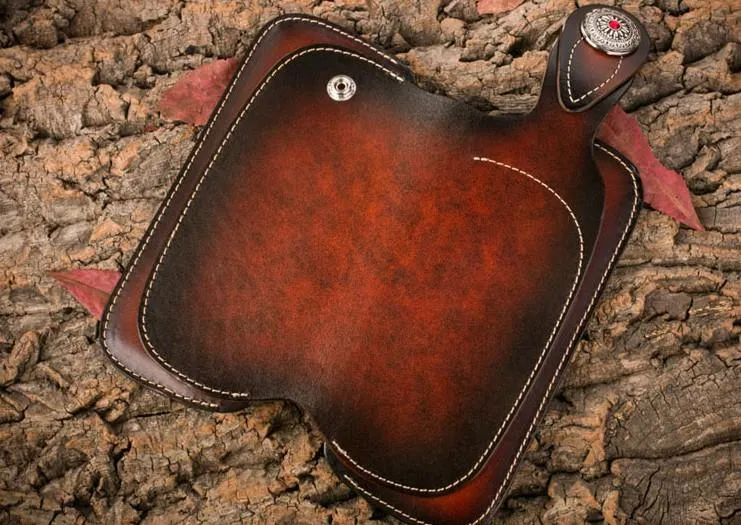 Handmade Leather Mens Cool Long World of Warcraft Leather Chain Wallet Cards Biker Trucker Wallet