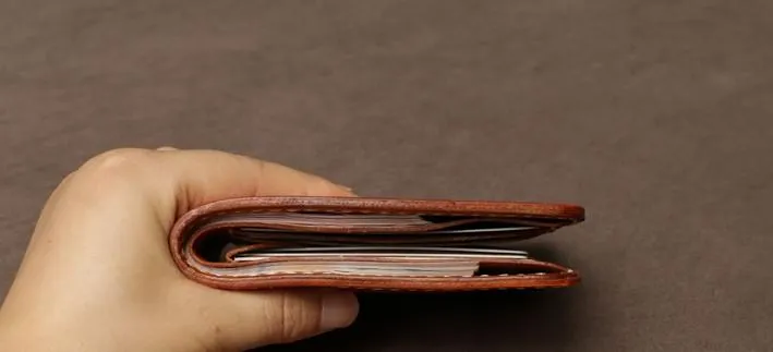 Handmade Leather Mens Cool Slim Leather Small Wallet Men Bifold billfold Wallet for Men
