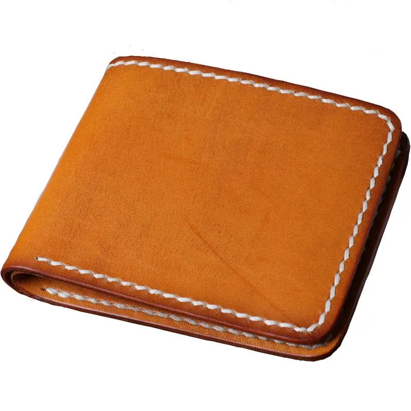 Handmade Leather Mens Cool Slim Leather Small Wallet Men Bifold billfold Wallet for Men