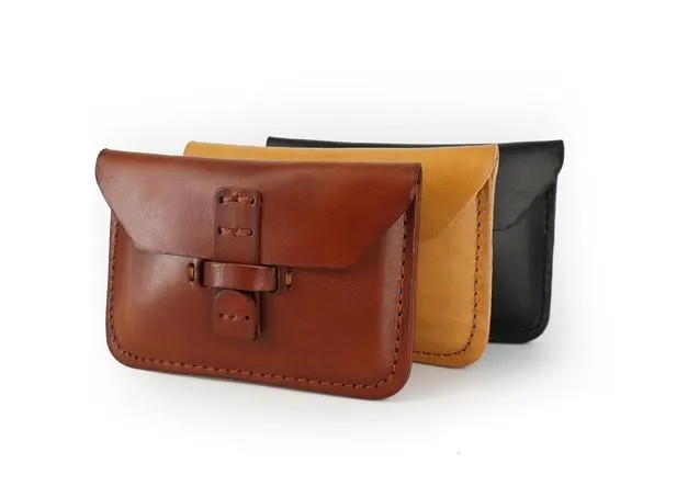 Handmade Leather Mens Front Pocket Wallet Card Wallets Small Change Wallets for Men