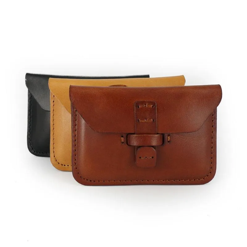 Handmade Leather Mens Front Pocket Wallet Card Wallets Small Change Wallets for Men