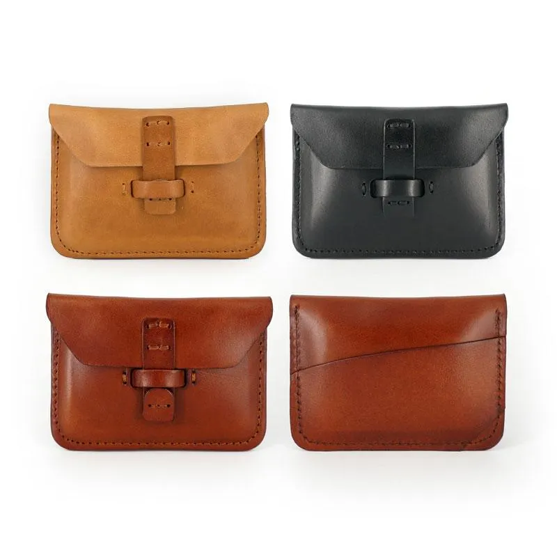 Handmade Leather Mens Front Pocket Wallet Card Wallets Small Change Wallets for Men