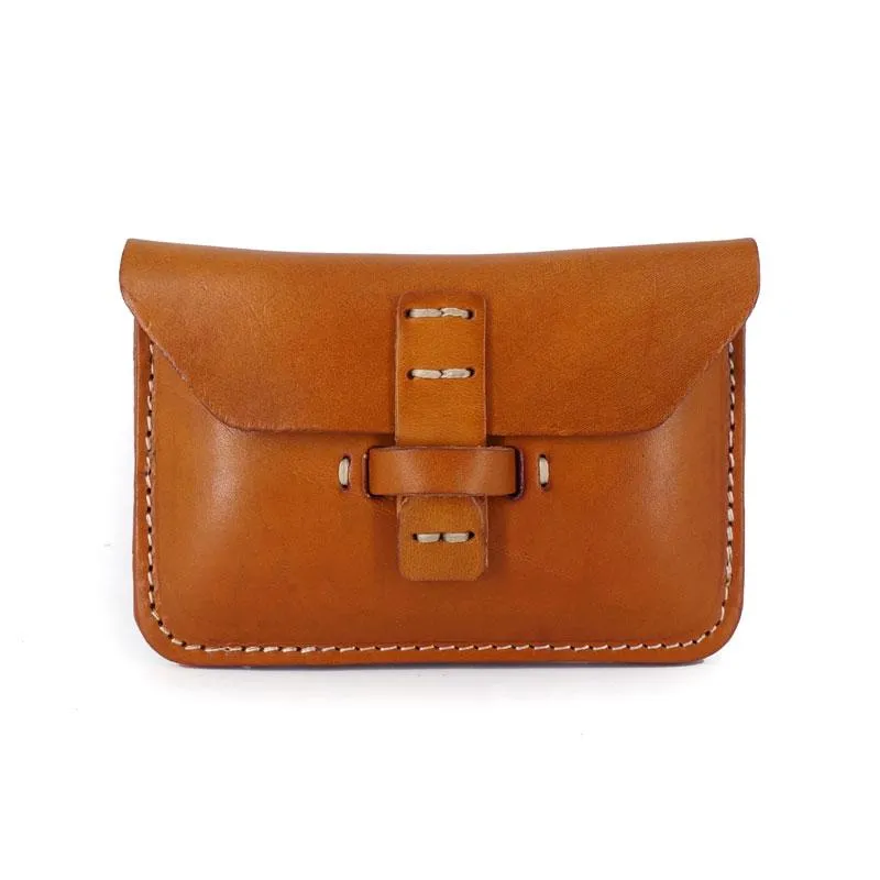Handmade Leather Mens Front Pocket Wallet Card Wallets Small Change Wallets for Men