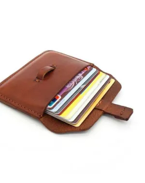 Handmade Leather Mens Front Pocket Wallet Card Wallets Small Change Wallets for Men