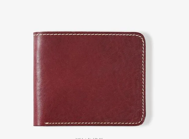Handmade Leather Mens Slim Cool billfold Leather Wallet Men Small Wallets Bifold for Men
