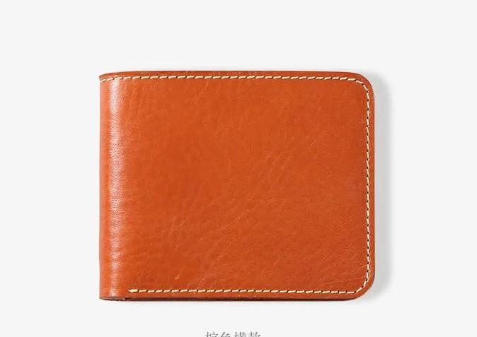 Handmade Leather Mens Slim Cool billfold Leather Wallet Men Small Wallets Bifold for Men