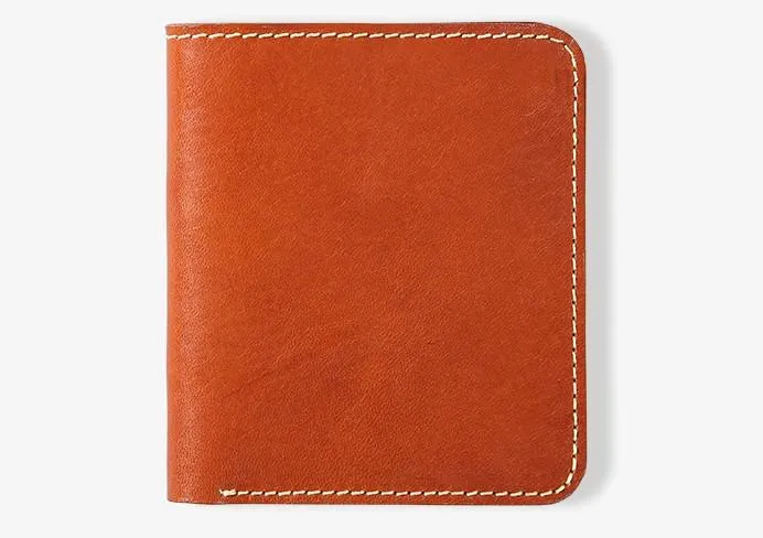 Handmade Leather Mens Slim Cool billfold Leather Wallet Men Small Wallets Bifold for Men