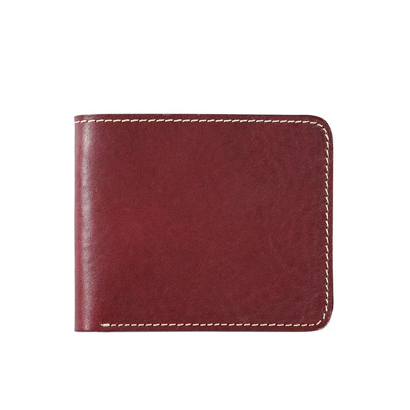 Handmade Leather Mens Slim Cool billfold Leather Wallet Men Small Wallets Bifold for Men