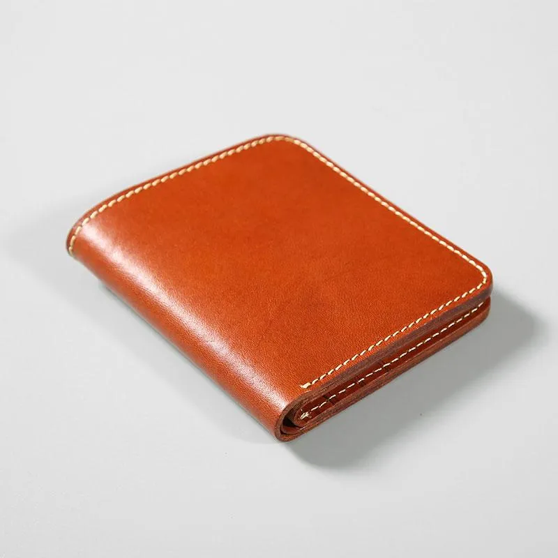 Handmade Leather Mens Slim Cool billfold Leather Wallet Men Small Wallets Bifold for Men