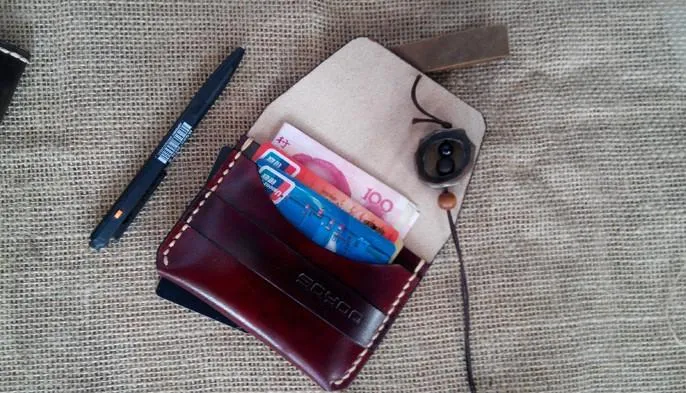 Handmade Leather Mens Slim Small Wallet Leather Card Wallets for Men