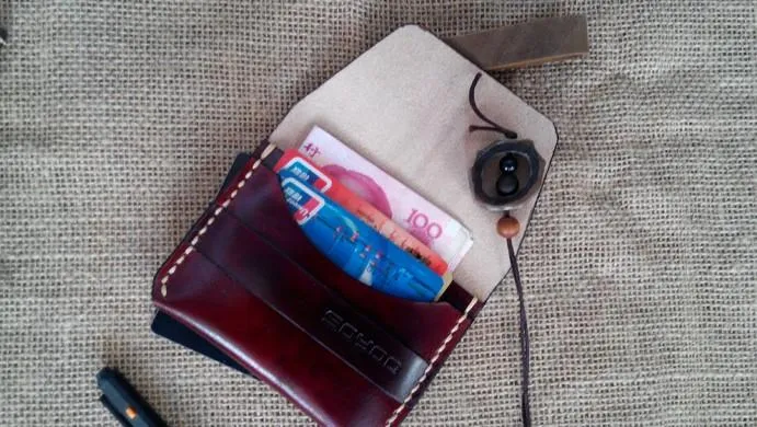 Handmade Leather Mens Slim Small Wallet Leather Card Wallets for Men