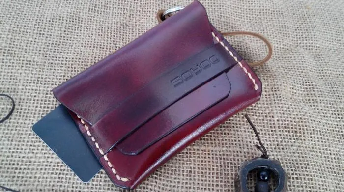 Handmade Leather Mens Slim Small Wallet Leather Card Wallets for Men