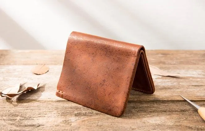 Handmade Leather Mens Small Wallets Bifold Vintage Slim billfold Wallet for Men