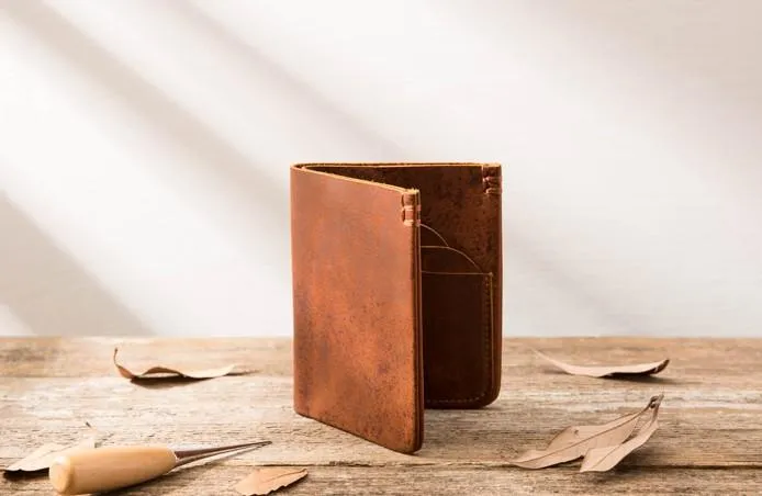 Handmade Leather Mens Small Wallets Bifold Vintage Slim billfold Wallet for Men