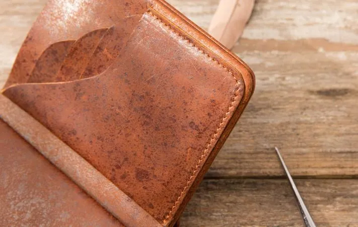 Handmade Leather Mens Small Wallets Bifold Vintage Slim billfold Wallet for Men