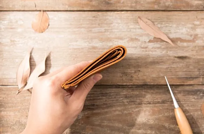 Handmade Leather Mens Small Wallets Bifold Vintage Slim billfold Wallet for Men