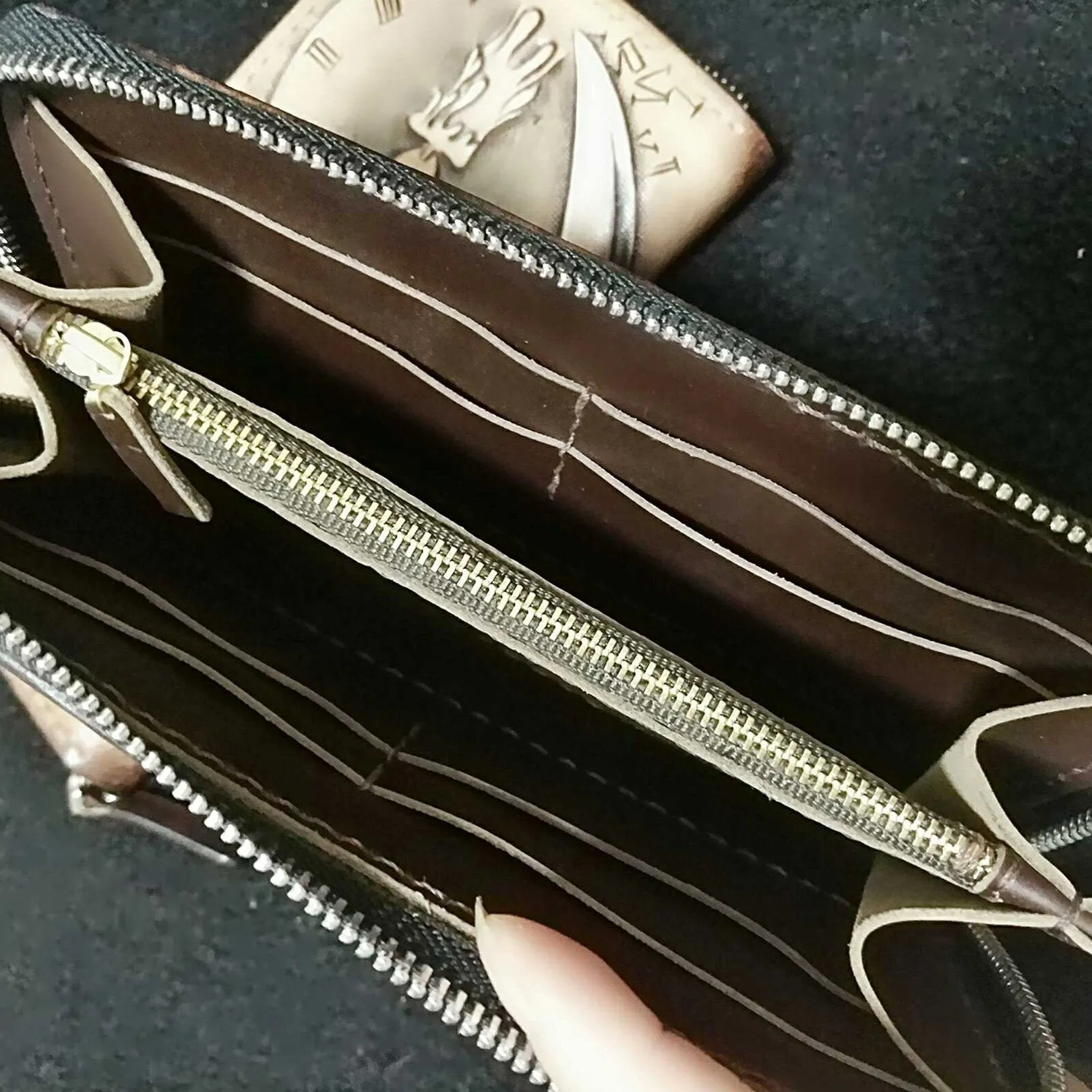 Handmade Leather Skull Totoro Tooled Mens Long Wallet Cool Leather Wallet Clutch Wallet for Men