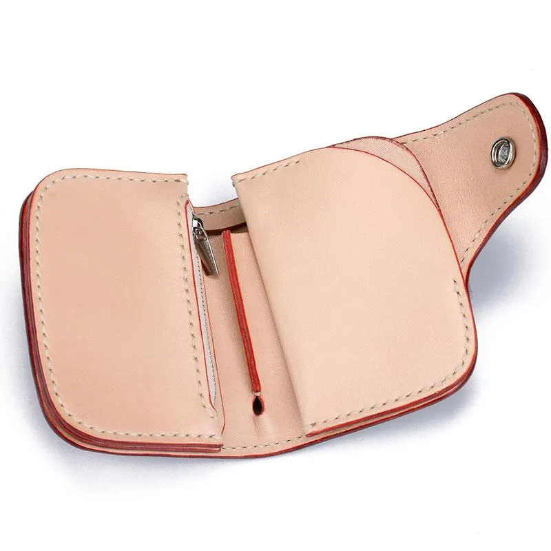 Handmade Leather Small Tooled Floral Mens billfold Wallet Cool Chain Wallet Biker Wallet for Men