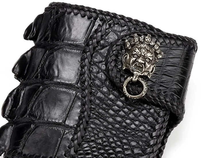 Handmade Leather Small Tooled Mens billfold Wallet Cool Chain Wallet Biker Wallet for Men