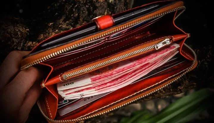 Handmade Leather Tibetan Mens Chain Biker Wallets Cool Leather Wallet Long Clutch Wallets for Men