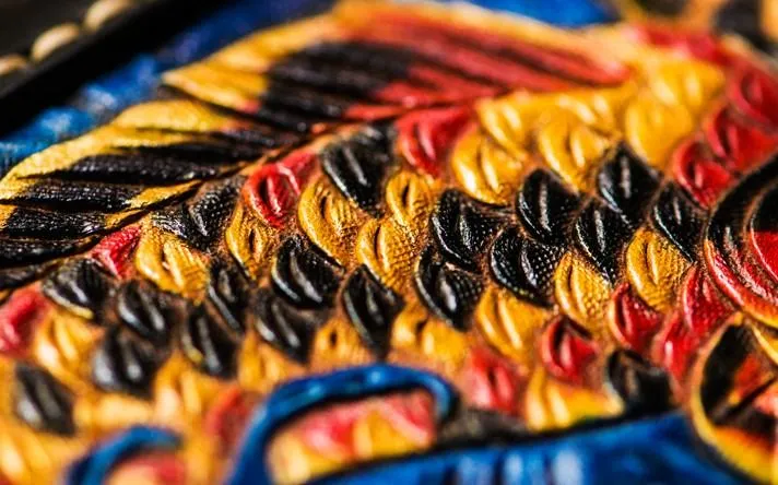 Handmade Leather Tooled Carp Mens Chain Biker Wallet Cool Leather Wallets Long Wallets for Men