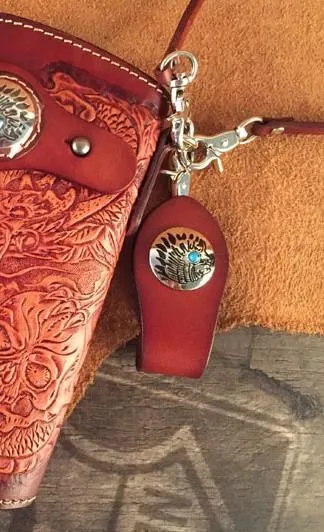 Handmade Leather Tooled Skull Mens Chain Biker Wallet Cool Leather Wallet Long Wallet for Men