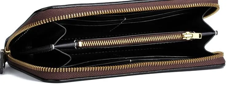 Handmade Leather Tooled Tiger Mens Chain Zipper Biker Wallet Cool Leather Wallet Long Phone Wallets for Men