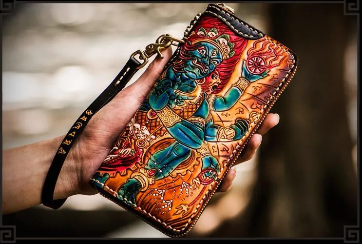 Handmade Leather Ucchusma Mens Chain Biker Wallet Cool Leather Long Wallet With Chain Wallets for Men