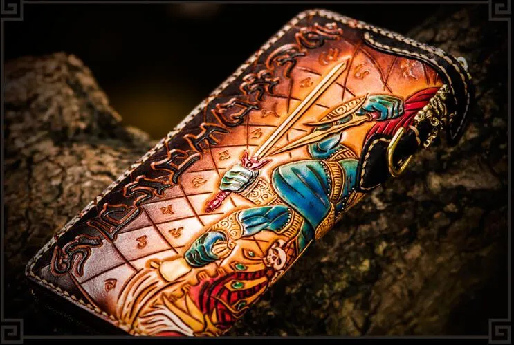 Handmade Leather Ucchusma Mens Chain Biker Wallet Cool Leather Long Wallet With Chain Wallets for Men