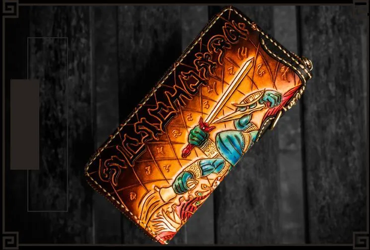 Handmade Leather Ucchusma Mens Chain Biker Wallet Cool Leather Long Wallet With Chain Wallets for Men