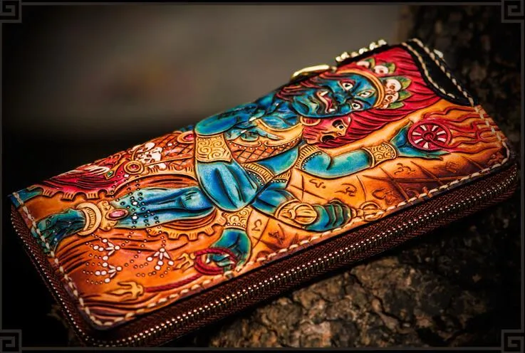 Handmade Leather Ucchusma Mens Chain Biker Wallet Cool Leather Long Wallet With Chain Wallets for Men